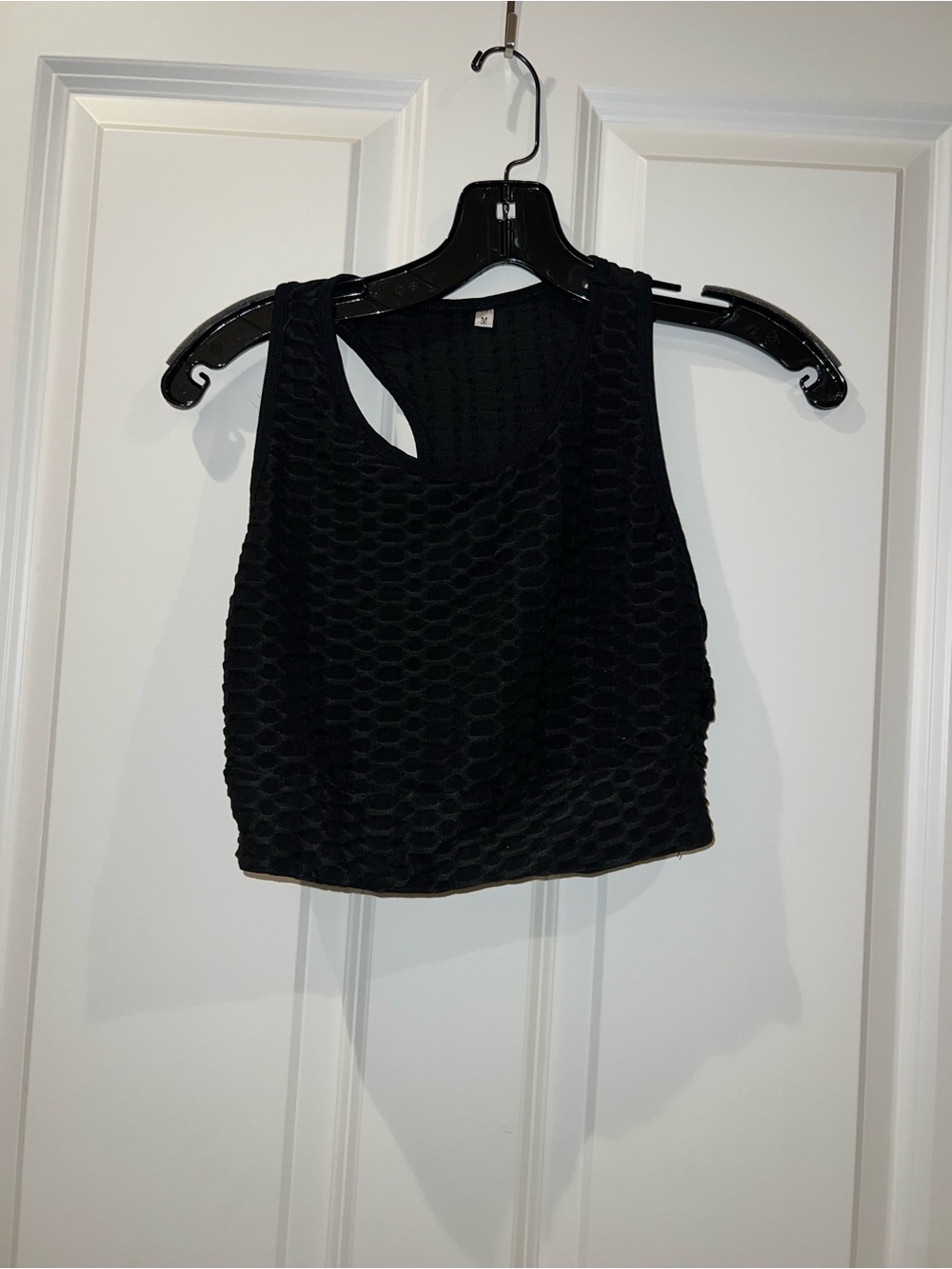 Amazon Black Textured Racerback Crop Top/Sports Bra
